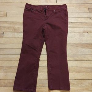 Red straight let jeans